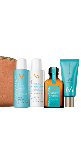 Фото MOROCCANOIL Дорожный набор 2024 "Увлажнение" (шамп.70+конд70+масло д/вс тип 25+крем д/рук40)