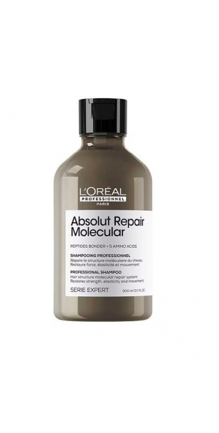 Фото L'OREAL Absolut Repair Molecular Профессиональный бессульфатный шампунь для молекулярного восстановления волос, 300 мл