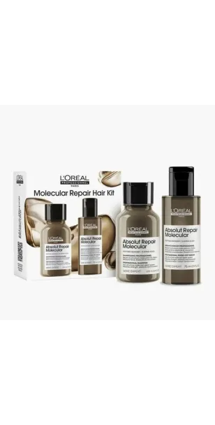 Фото L'OREAL Absolut Repair Molecular Набор для восстановления волос с аминокислотами в мини-формате. (100 мл + 75 мл)