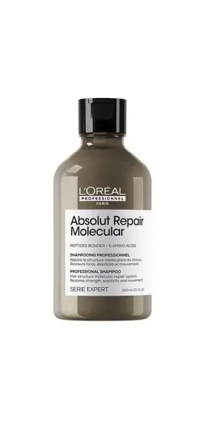 Фото L'OREAL Absolut Repair Molecular Профессиональный бессульфатный шампунь для молекулярного восстановления волос, 300 мл