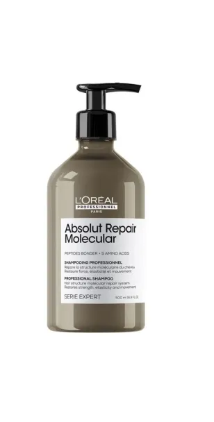 Фото L'OREAL Absolut Repair Molecular Профессиональный бессульфатный шампунь для молекулярного восстановления волос, 500 мл