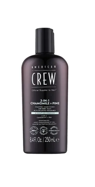 Фото American CREW Chamomile + Pine Средство 3 в 1 Relaxing (шампунь, кондиционер и гель для тела), 250 мл