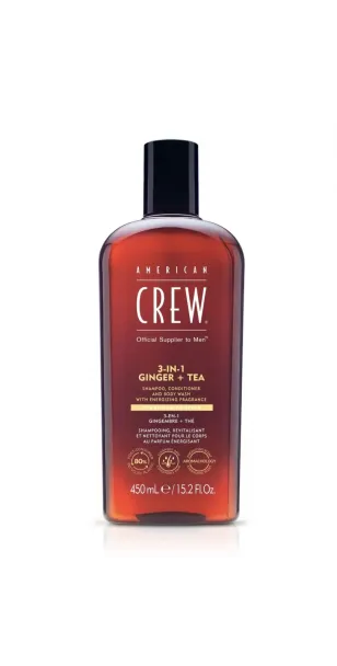 Фото American CREW Ginger + Tea Средство 3 в 1 Energizing (шампунь, кондиционер и гель для тела), 450 мл