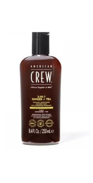Фото American CREW Ginger + Tea Средство 3 в 1 Energizing (шампунь, кондиционер и гель для тела), 250 мл